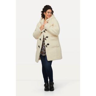 Ulla Popken  Duffle-coat en bouclette moelleuse, capuche et boutons brandebourg 