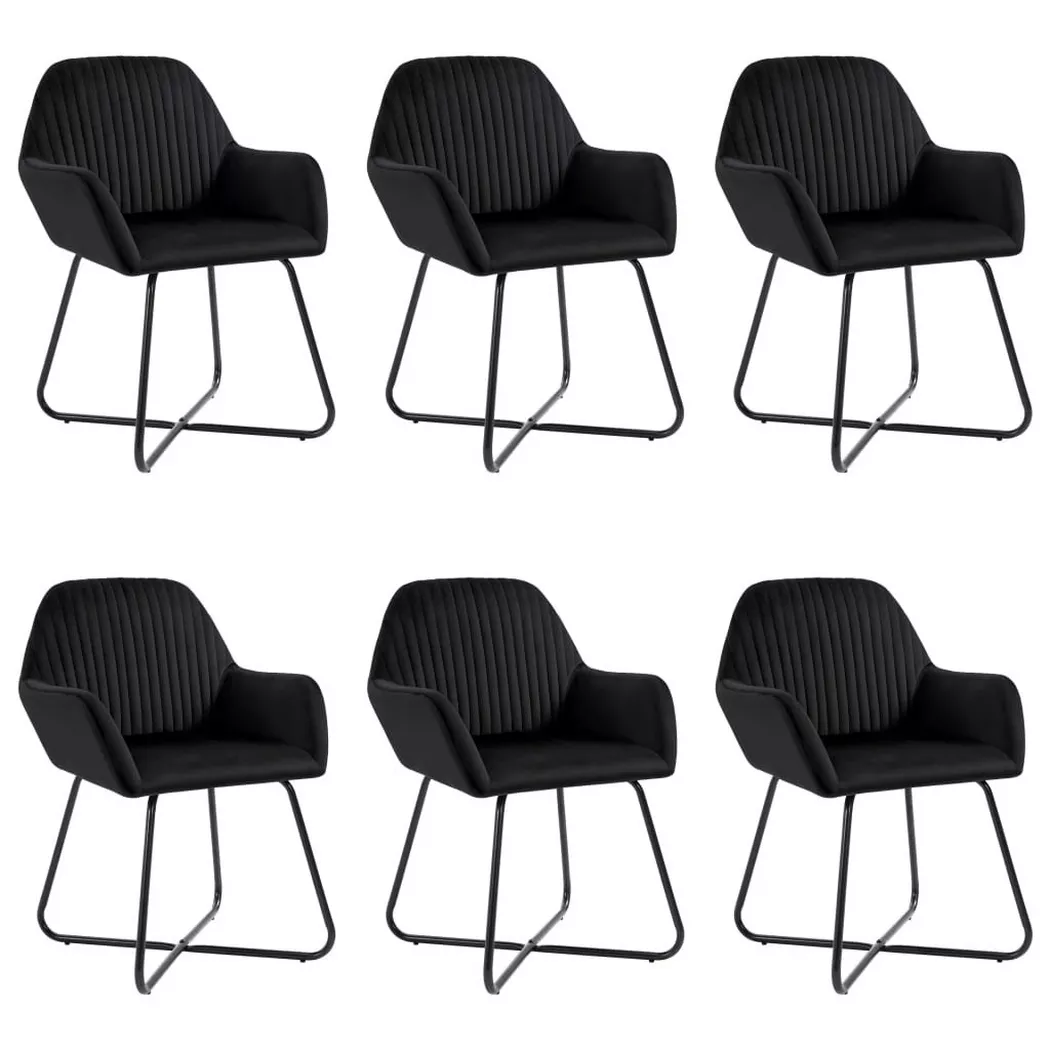 Vidaxl - Chaises à manger lot de 6 noir velours