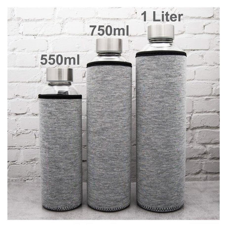 T&N  Glastrinkflasche Wasserflasche Classique (Sportlich Grau, 550ml) 