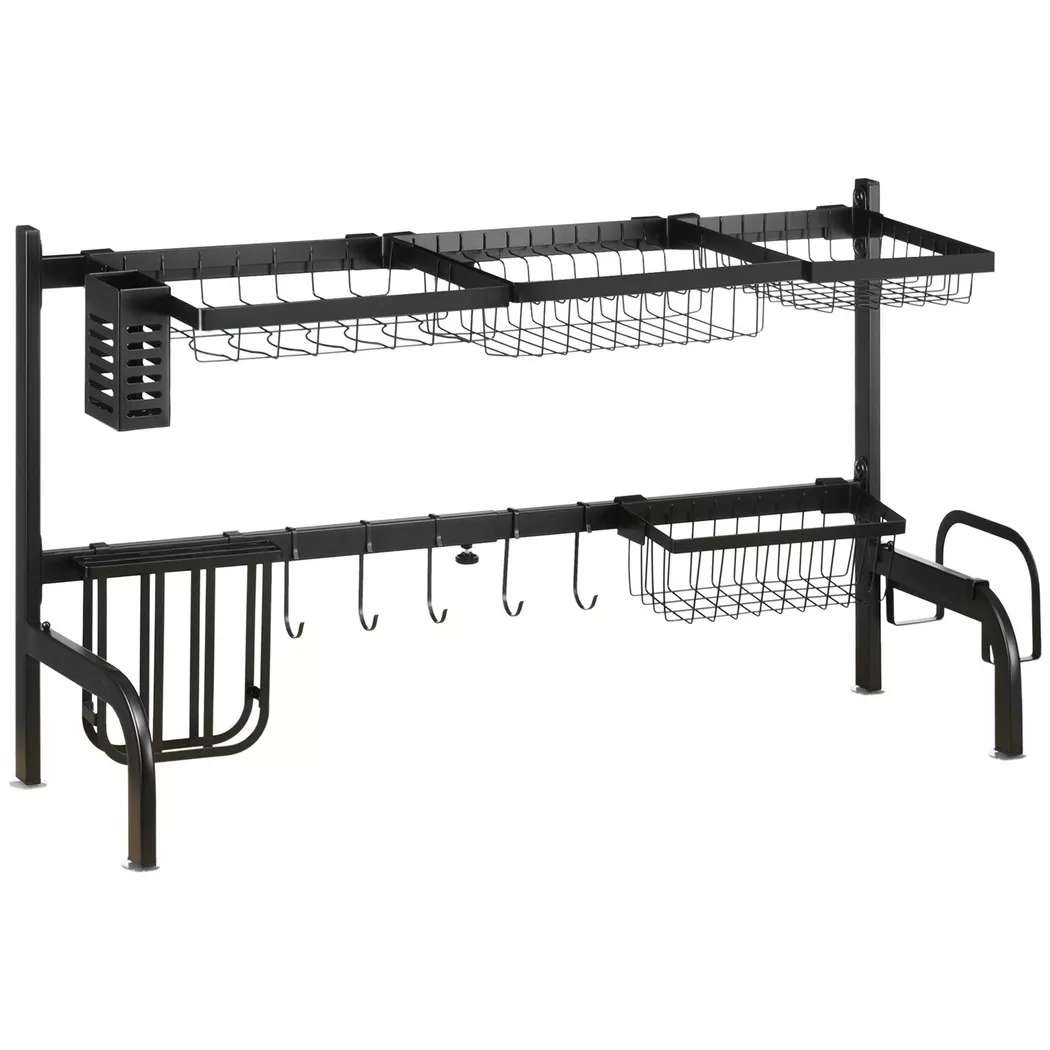 HOMCOM - Geschirrabtropfgestell, One Size, Schwarz