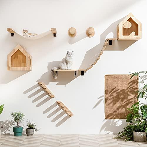 Alopini  Mur d'escalade pour chats, pont pour chat de et chaise longue pour passerelle de bricolage, hamac pour chat et mur pour chat pour la plupart des chatons, chats moyens et grands 