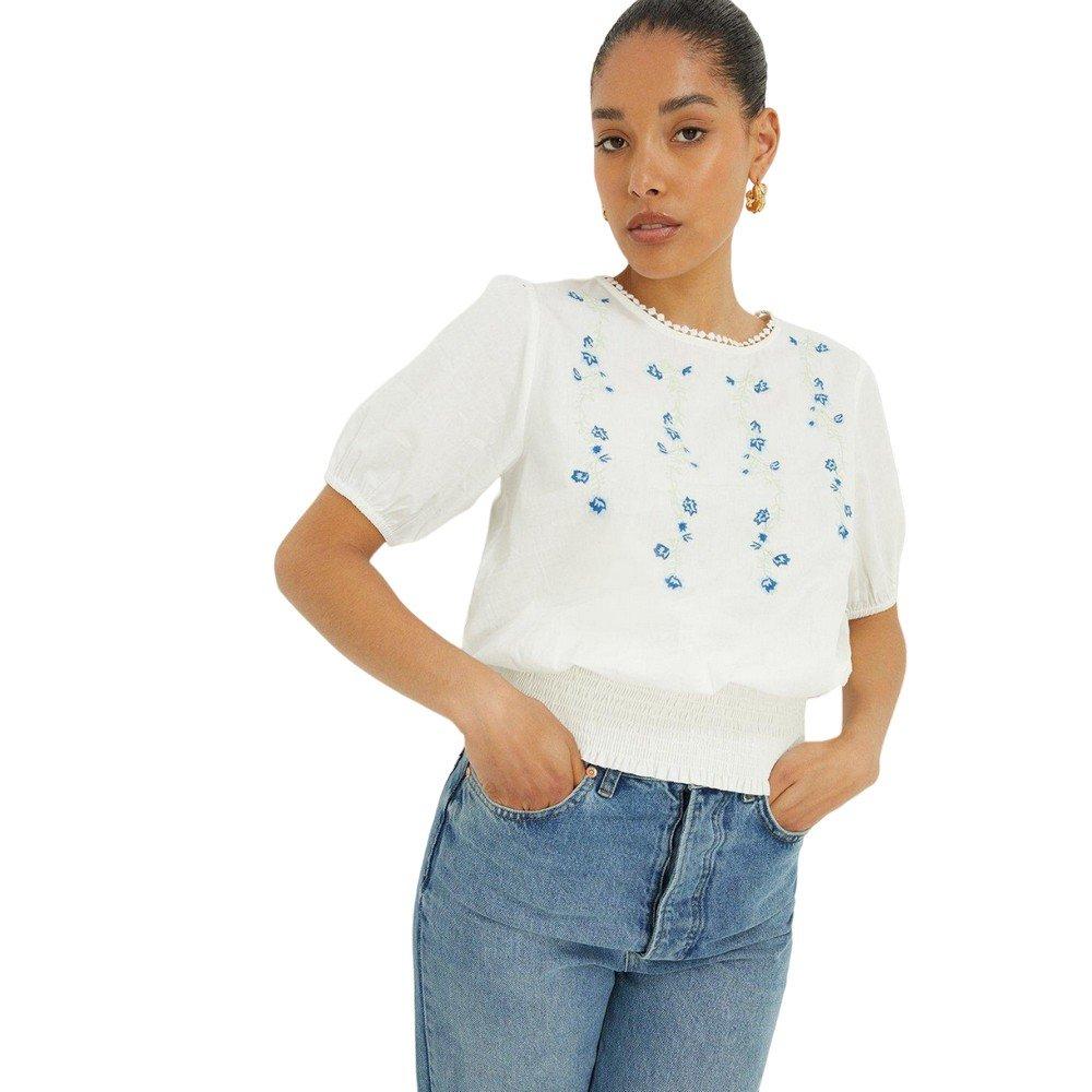 Image of Bluse Geraffter Saum Damen Elfenbein 38