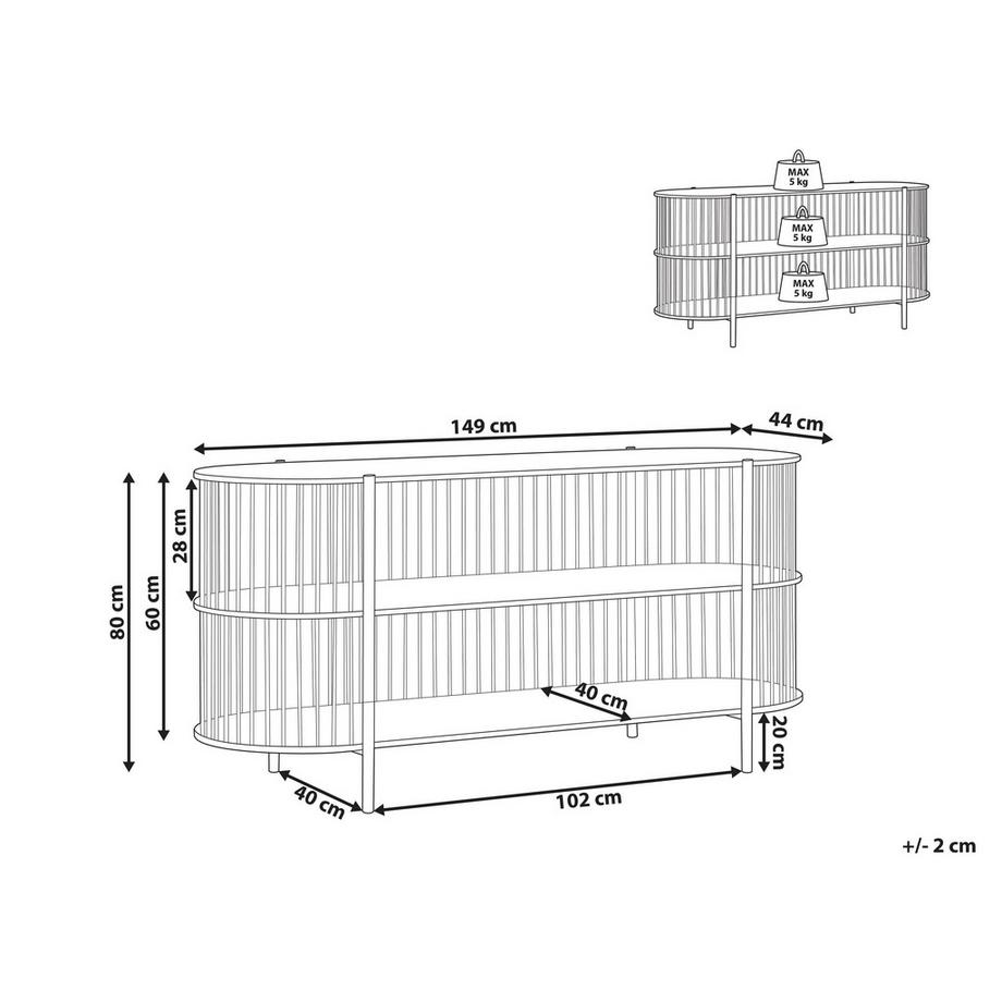 Beliani Regal mit 2 Ebenen aus Eisen Modern BIRSON  