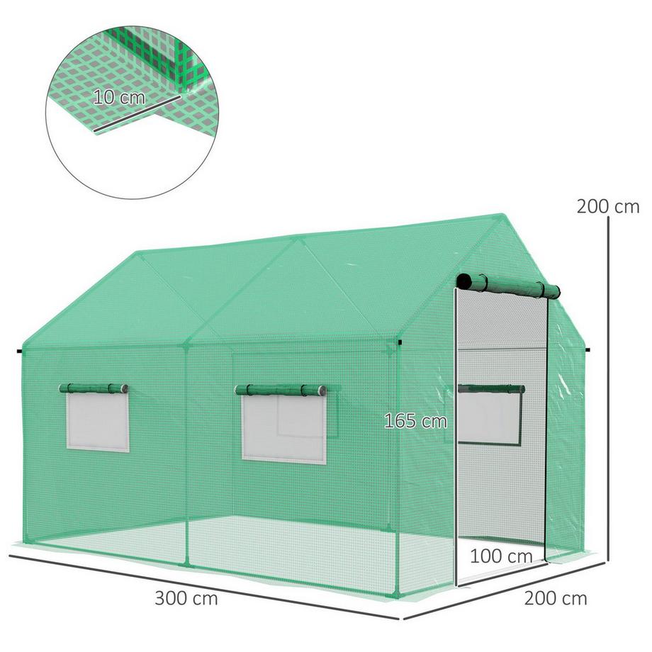 Northio Foliengewächshaus 2x3x2m winddicht mit Rollfenster & UV-Schutz, ideal für Tomaten, stabile Stahlkonstruktion in Grün  