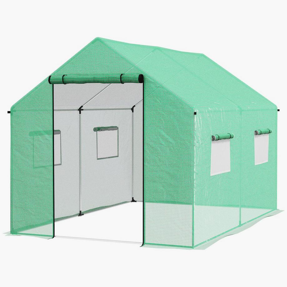 Northio Foliengewächshaus 2x3x2m winddicht mit Rollfenster & UV-Schutz, ideal für Tomaten, stabile Stahlkonstruktion in Grün  