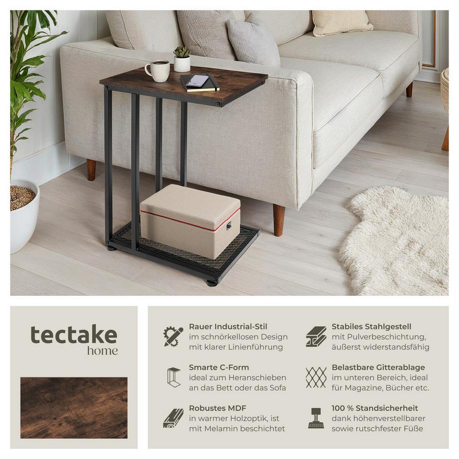 Tectake Beistelltisch Eton Industrial Style Holz und Stahl  