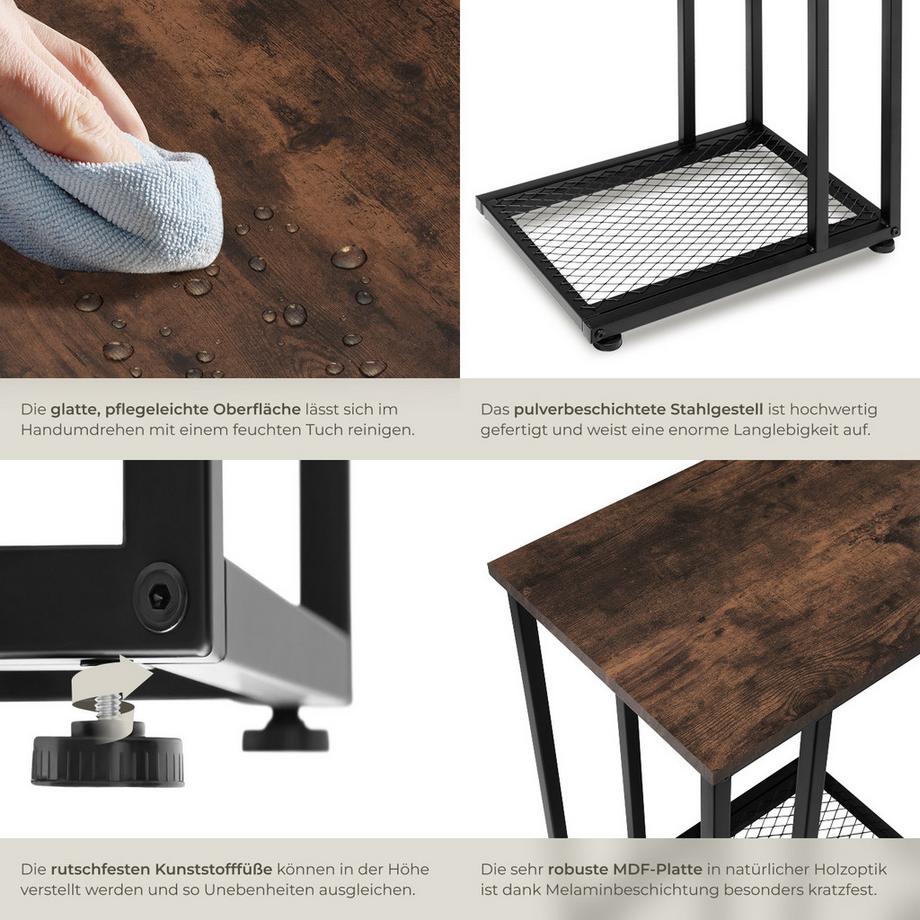 Tectake Beistelltisch Eton Industrial Style Holz und Stahl  