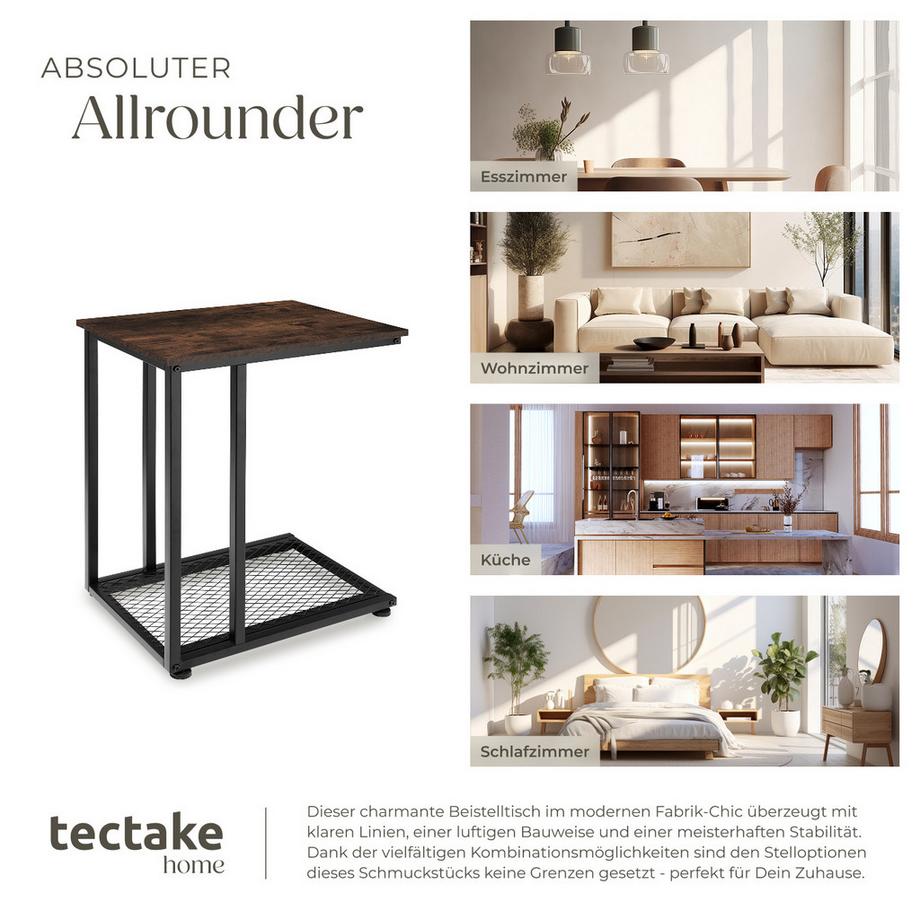 Tectake Beistelltisch Eton Industrial Style Holz und Stahl  