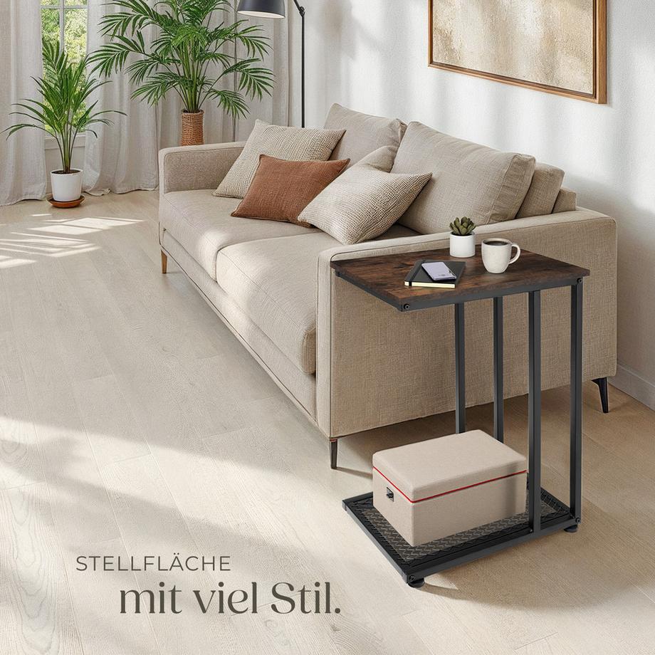 Tectake Beistelltisch Eton Industrial Style Holz und Stahl  