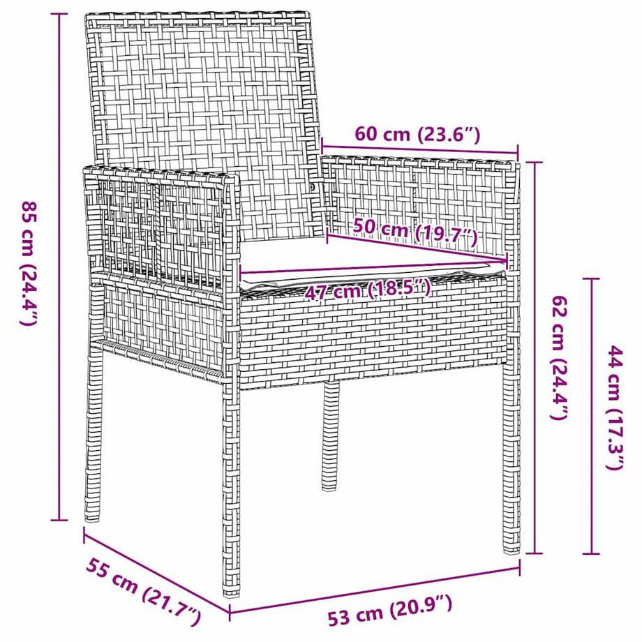 VidaXL Set da Pranzo per Giardino Polyrattan  