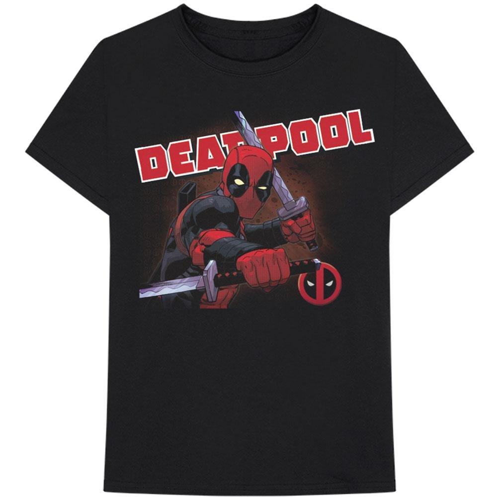 Deadpool Katana Logo Grafikdruck T-Shirt  