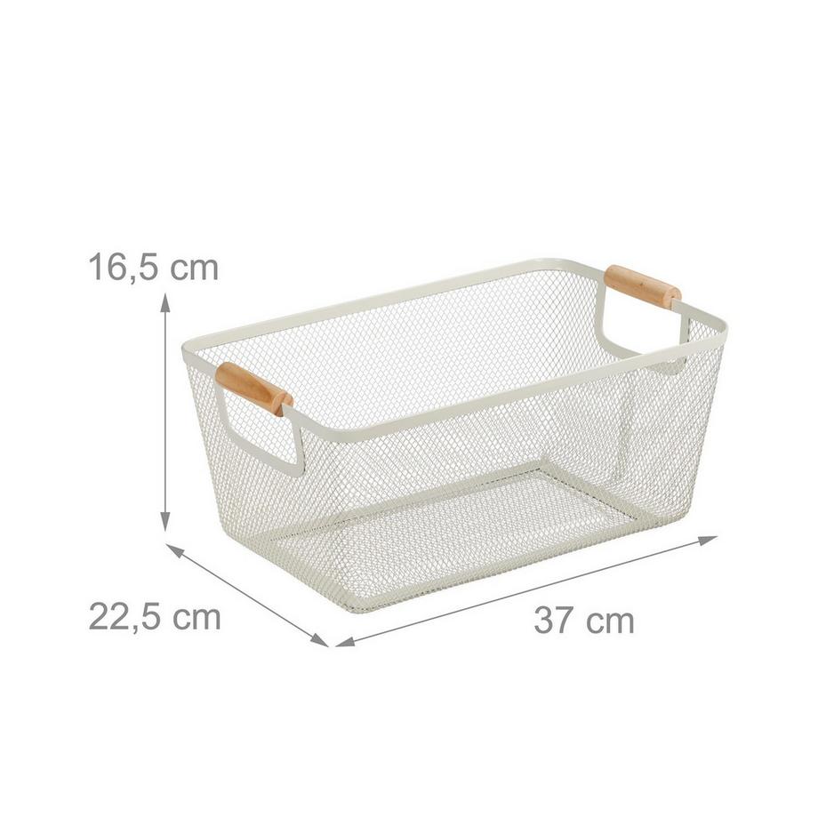 B2X Panier en fil de fer avec poignée en bois  