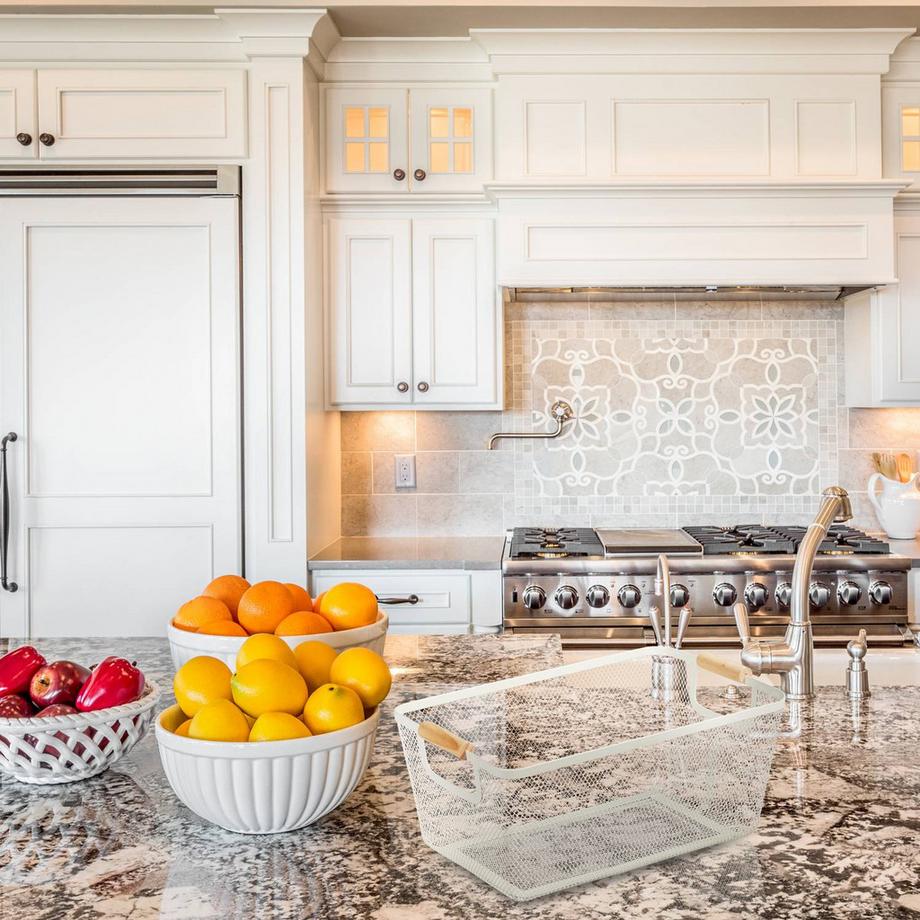 B2X Panier en fil de fer avec poignée en bois  