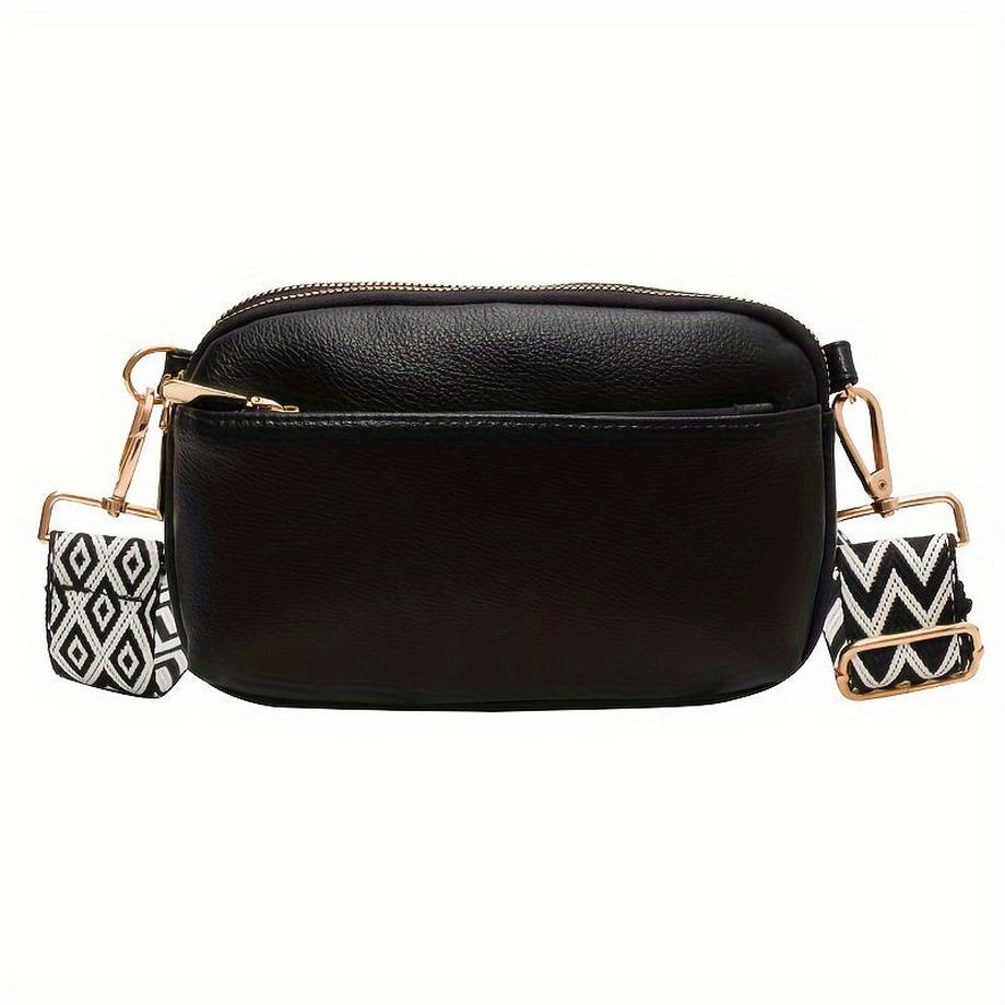 Mini sac à bandoulière, sac à main carré avec large bandoulière, sac à bandoulière stylisé en cuir PU