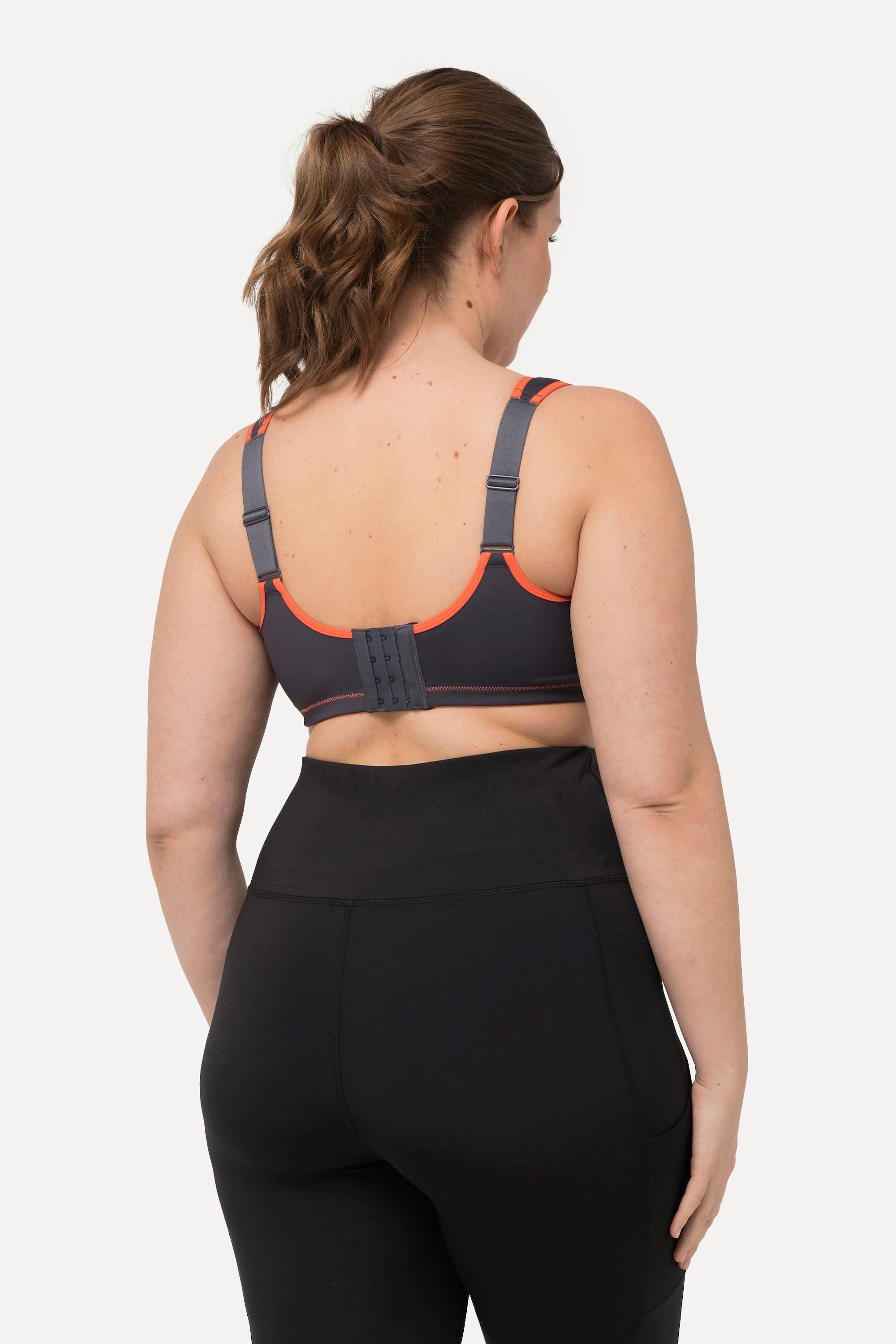 Ulla Popken Reggiseno sportivo senza ferretto microfibra inserto in rete coppa C-D  