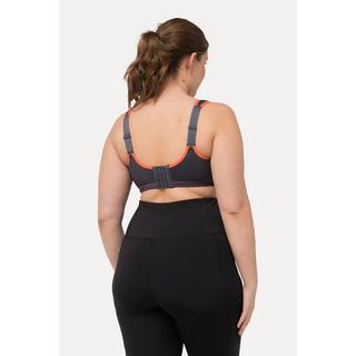 Ulla Popken  Soutien-gorge de sport, sans armatures. En microfibre avec empiècement en maille. Bonnet C - D 