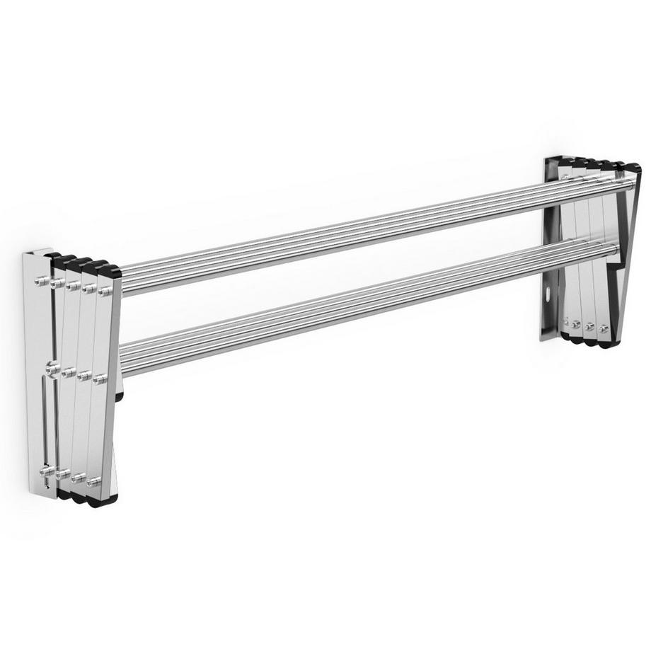 B2X  Ausziehbarer Wand-Wäscheständer aus Edelstahl mit 8 Stangen 