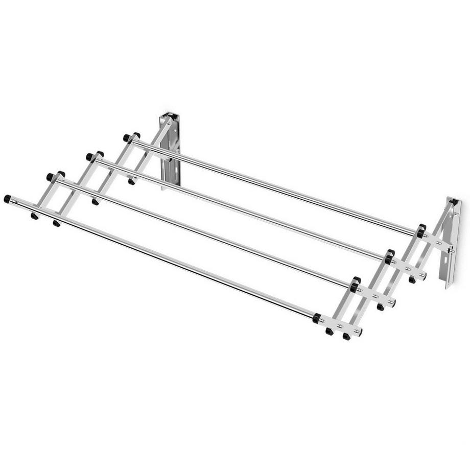 B2X  Ausziehbarer Wand-Wäscheständer aus Edelstahl mit 8 Stangen 
