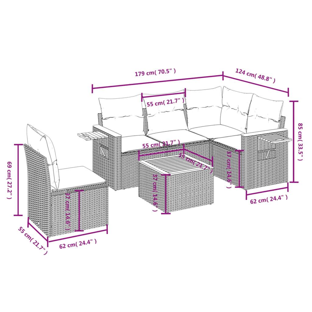 VidaXL set divano da giardino Polirattan  