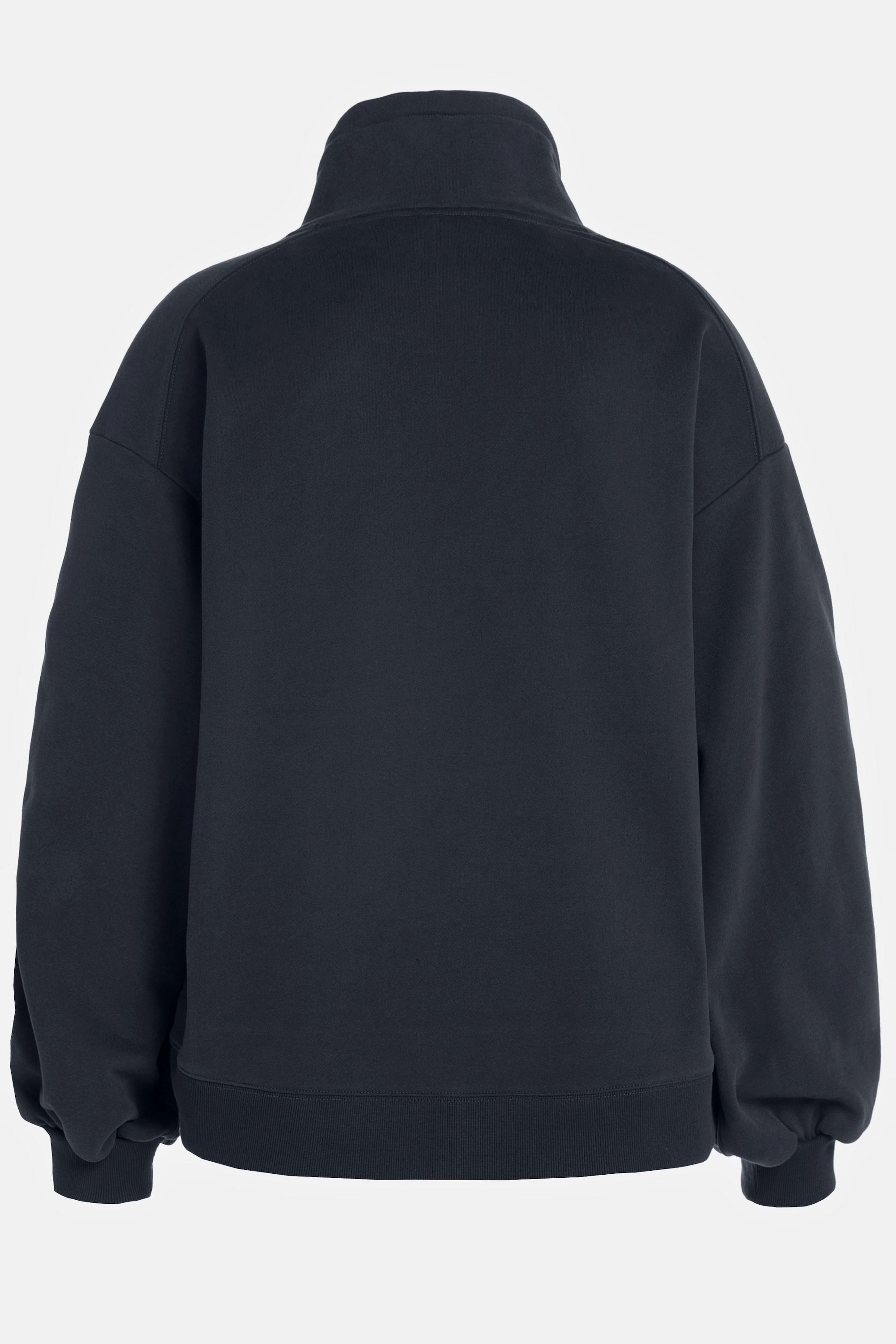 Ulla Popken  Sweat-shirt oversize à manches longues, poche kangourou et col montant 