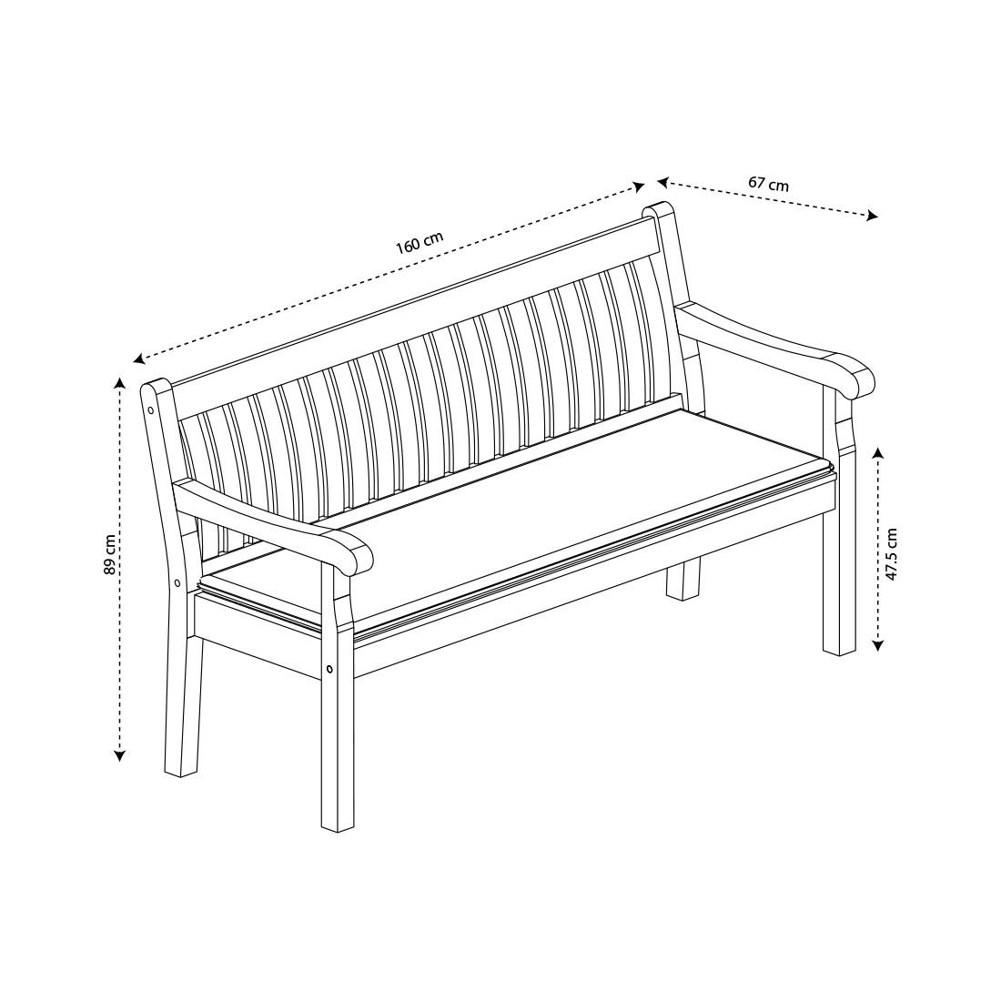 Contini 3er Sitzbank mit Kissen anthrazit Eucalyptus  