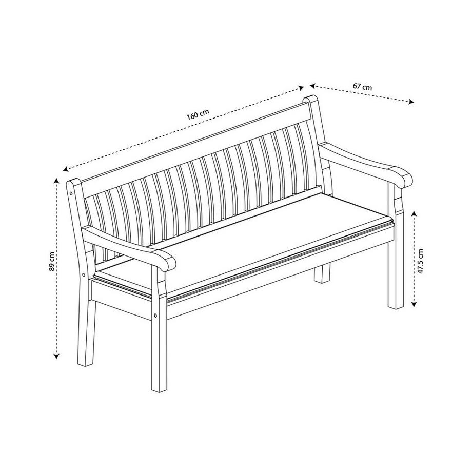 Contini 3er Sitzbank mit Kissen anthrazit Eucalyptus  