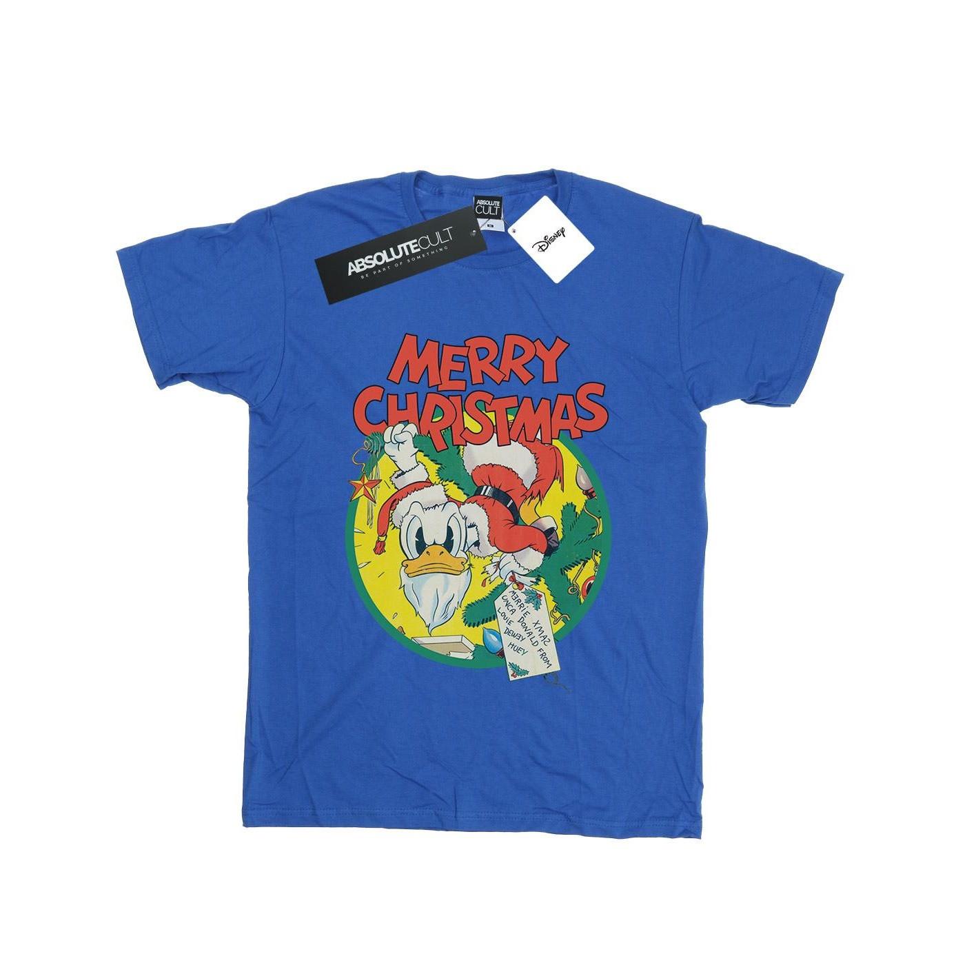 Image of Donald Duck Merry Christmas Tshirt Damen Königsblau XL