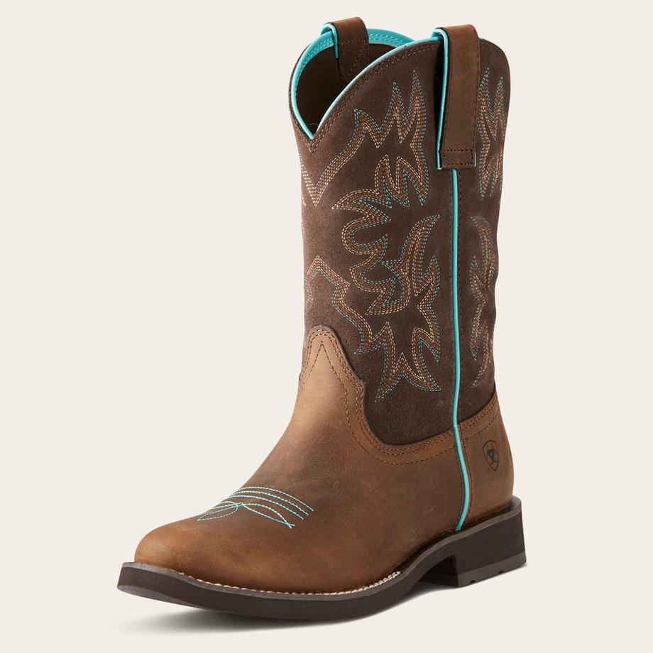 Ariat Delilah Round Toe Stivali Western in Pelle  