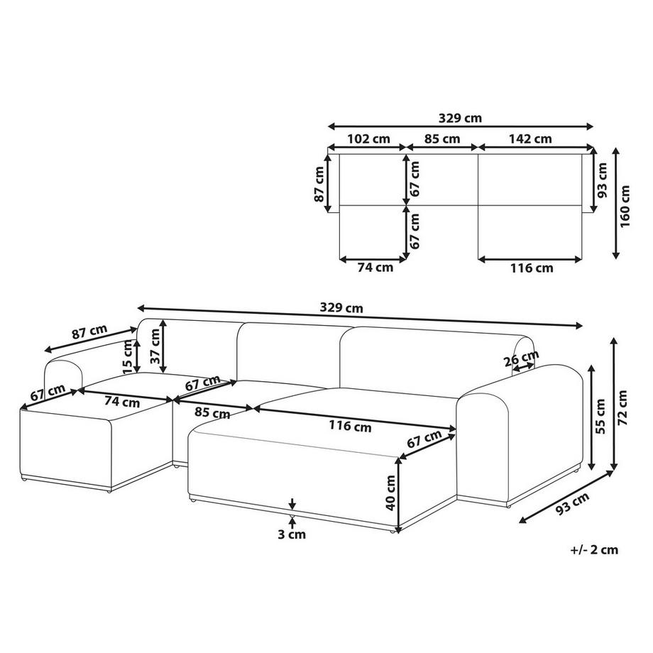 Beliani Set lounge pour jardin en Oléfine Minimaliste BATTIFOLLO  