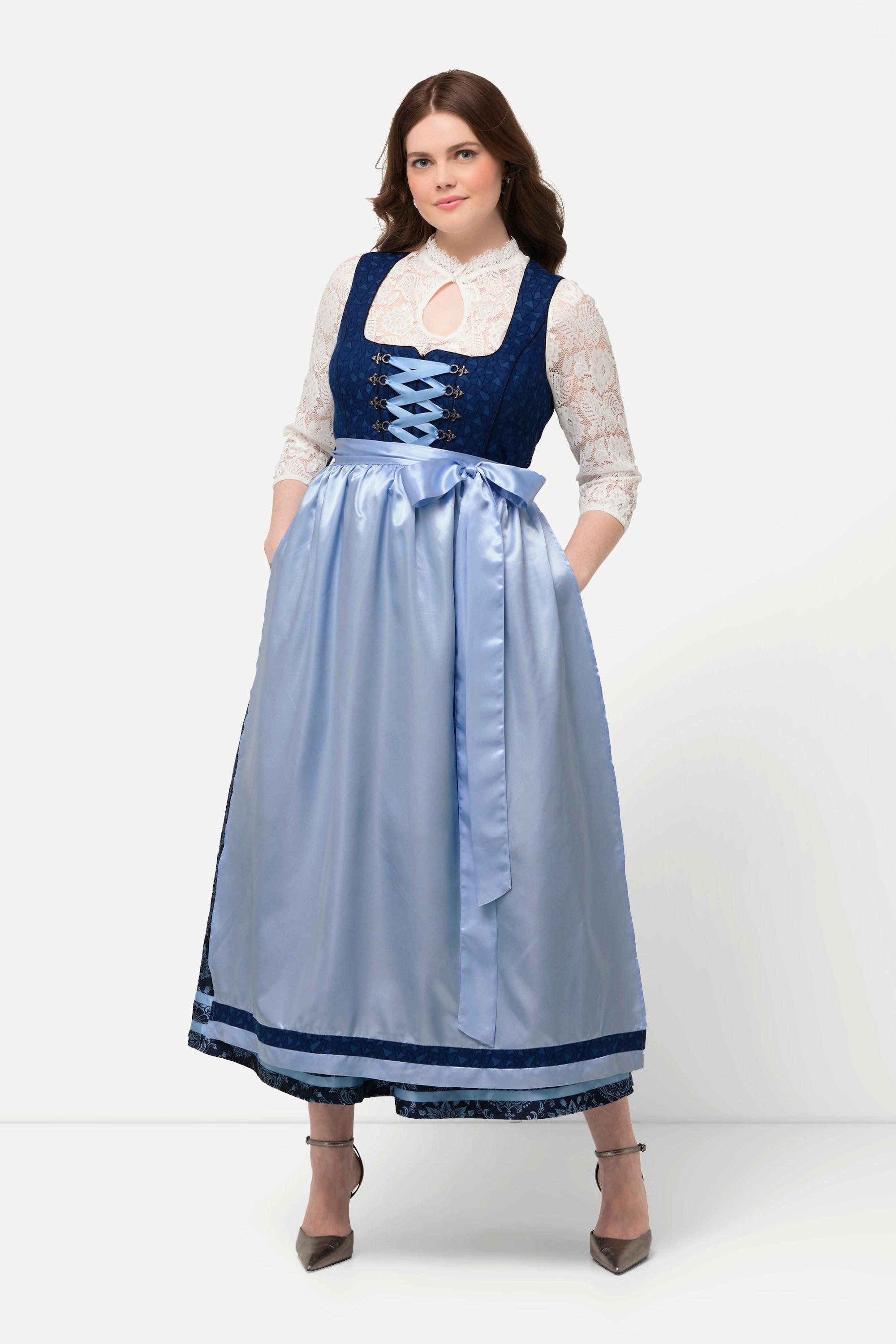 Ulla Popken  Dirndl, Reißverschluss, Carree-Ausschnitt, ärmellos 