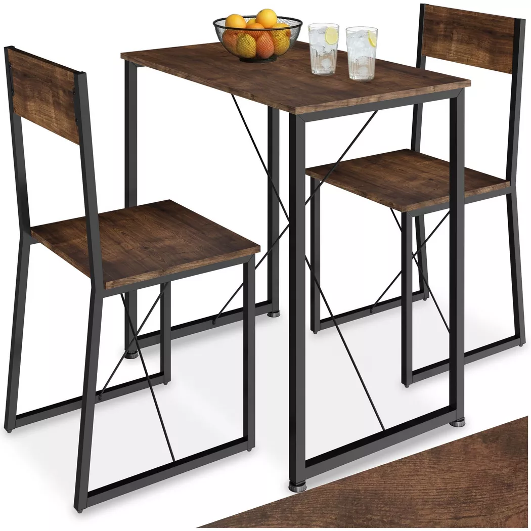 tectake® Sitzgruppe, 3-teilig, Industrial Style, mit höhenverstellbaren Kunststofffüßen