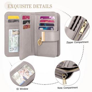 Only-bags.store Portafoglio in pelle Molti scomparti Protezione RFID 18 fessure per carte Catena con cerniera Laccetto  