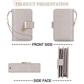 Only-bags.store  Portefeuille en cuir Portefeuille à plusieurs compartiments Portefeuille avec protection RFID 18 fentes pour cartes Portefeuille avec chaîne à fermeture éclair et lanière 