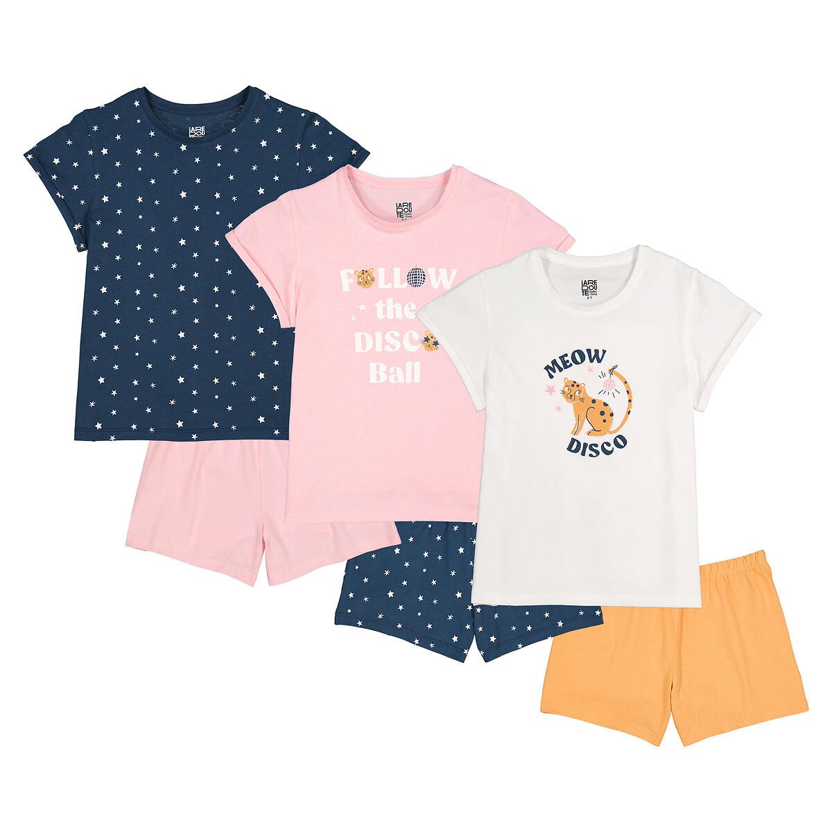 La Redoute Collections  3er-Pack Kurzpyjamas  Katze  und  Sterne 