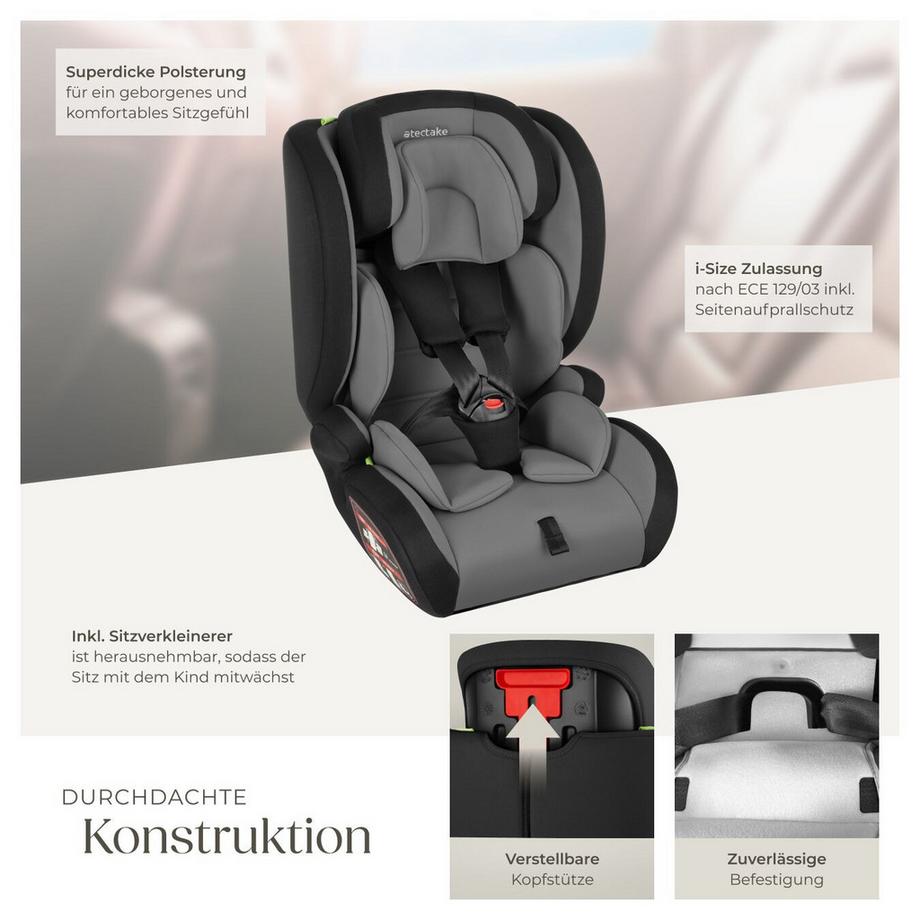 Tectake  Autositz Sophie i-Size Zulassung, mit Seitenaufprallschutz mit herausnehmbarem Sitzverkleinerer 