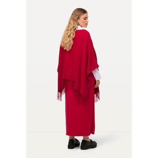 Ulla Popken  Poncho di maglia dal taglio oversize con frange e scollo a barca 