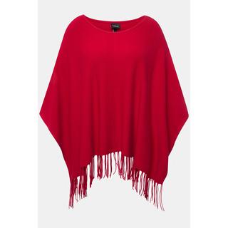 Ulla Popken  Poncho di maglia dal taglio oversize con frange e scollo a barca 