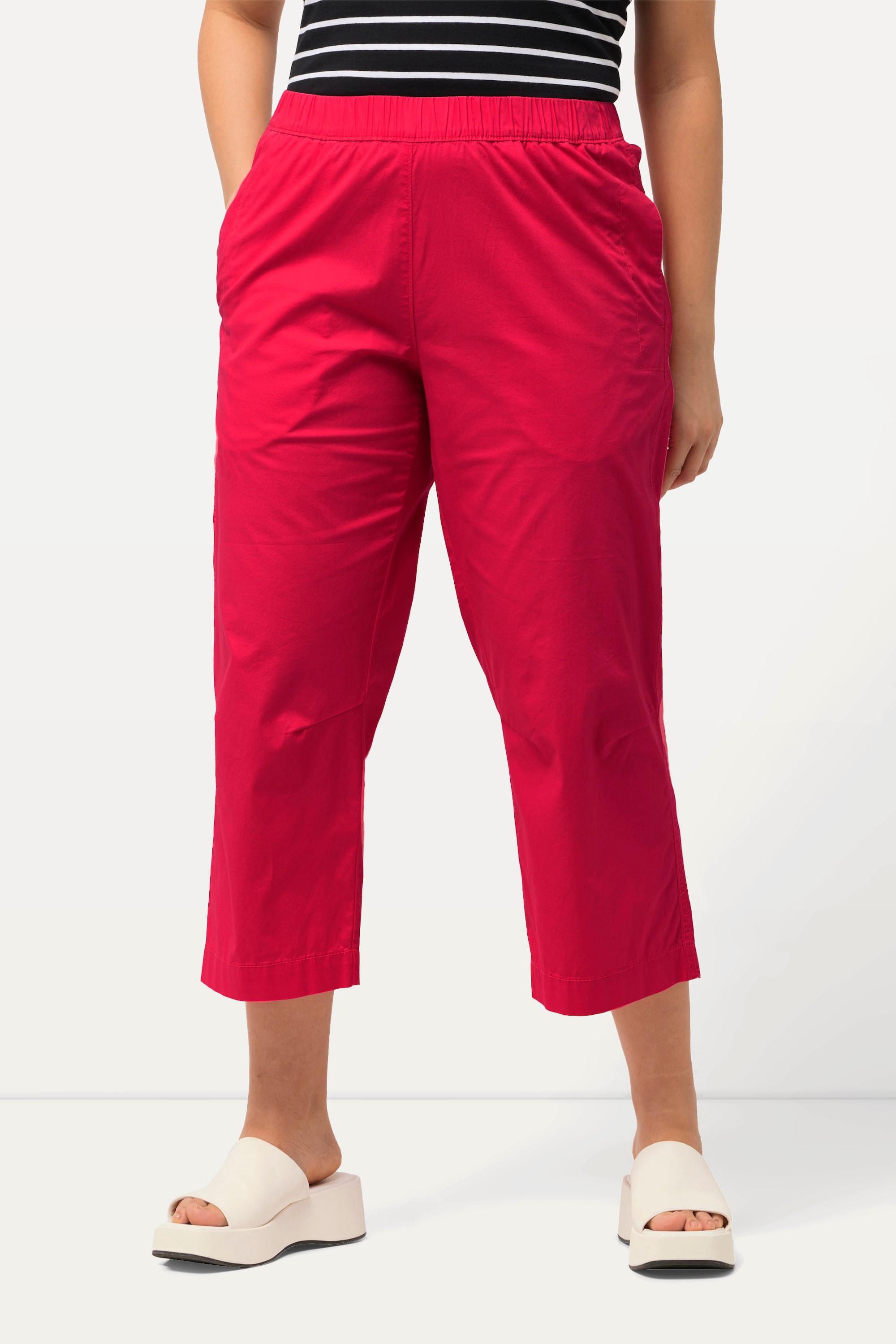 Ulla Popken  Pantaloni a 7/8 modello Ruby con ginocchio preformato, taglio della gamba dritto e cintura elastica 