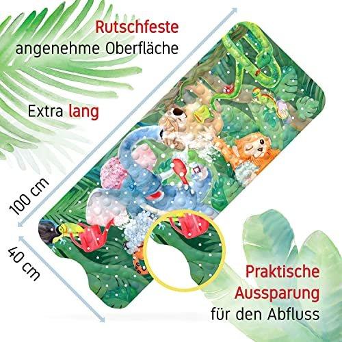 Activity-board Lustige Dschungel-Dusch - Badematte für Kinder | Antirutschmatte Badewanne 100x40cm lang | Cooles  