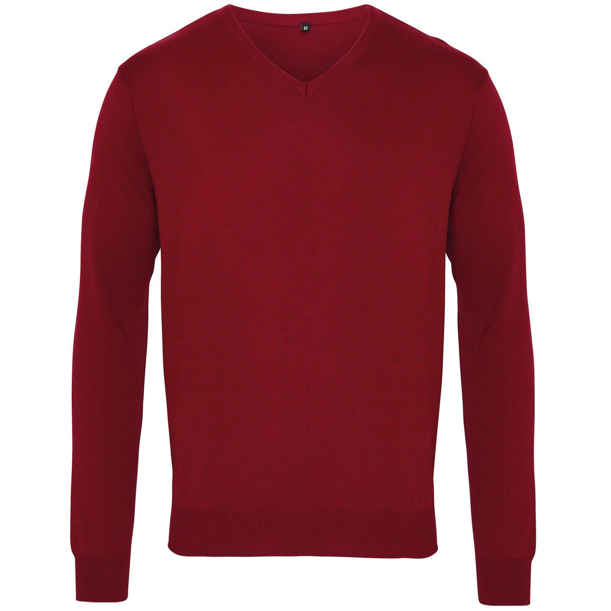 Image of Strickpullover Mit Vausschnitt Herren Weinrot S