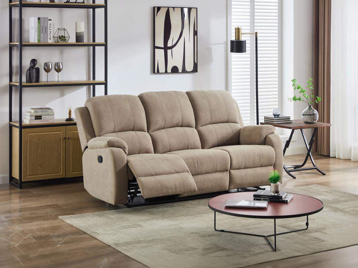 Vente-unique Relaxsofa 3-Sitzer - Mikrofaser - Taupe - BRODY  