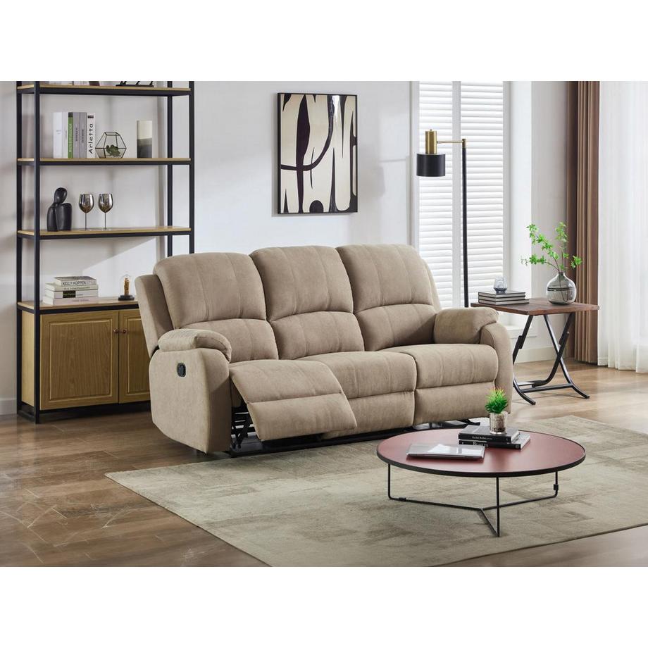 Vente-unique Canapé 3 places relax en microfibre taupe BRODY  