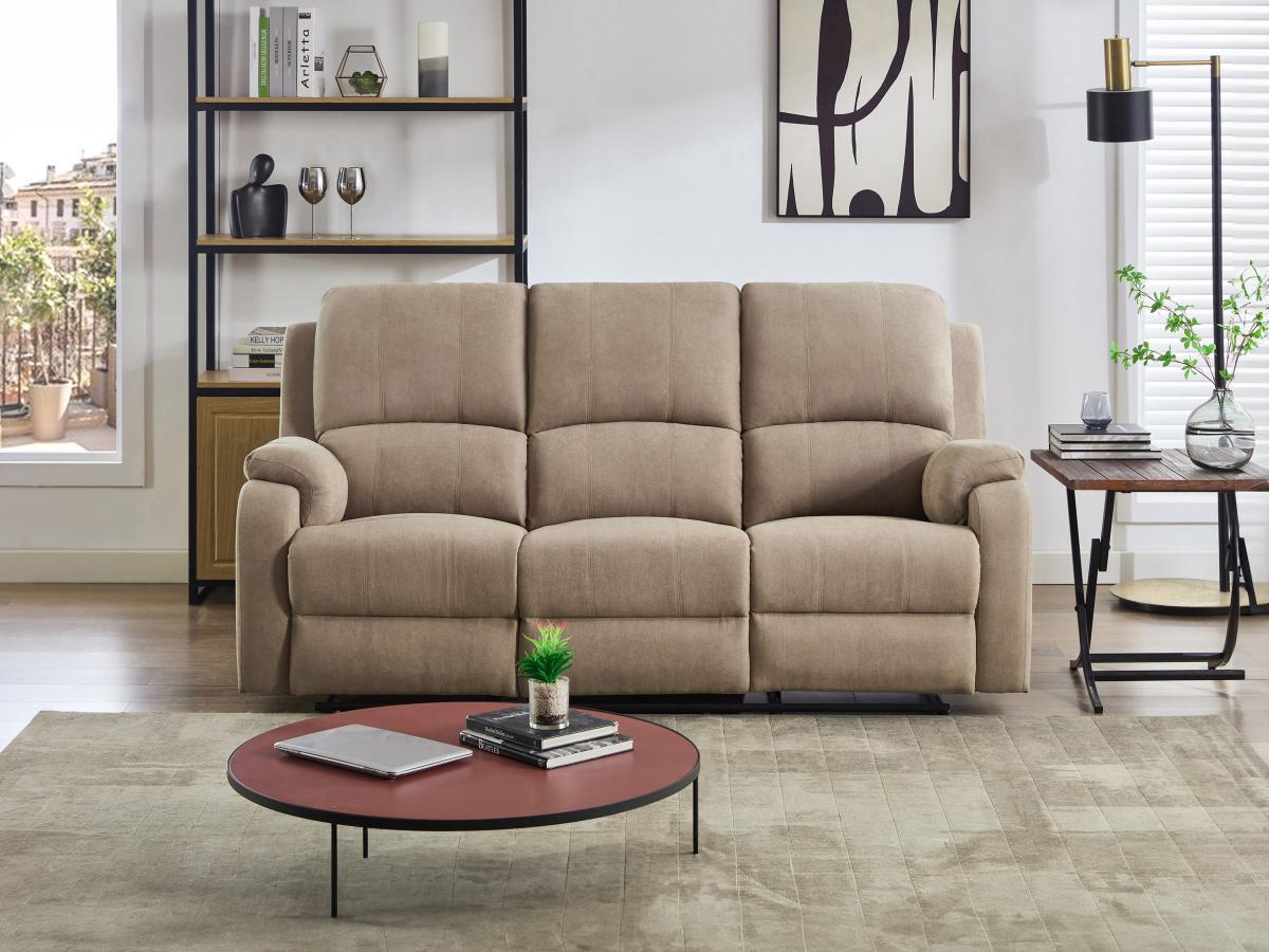 Vente-unique Relaxsofa 3-Sitzer - Mikrofaser - Taupe - BRODY  