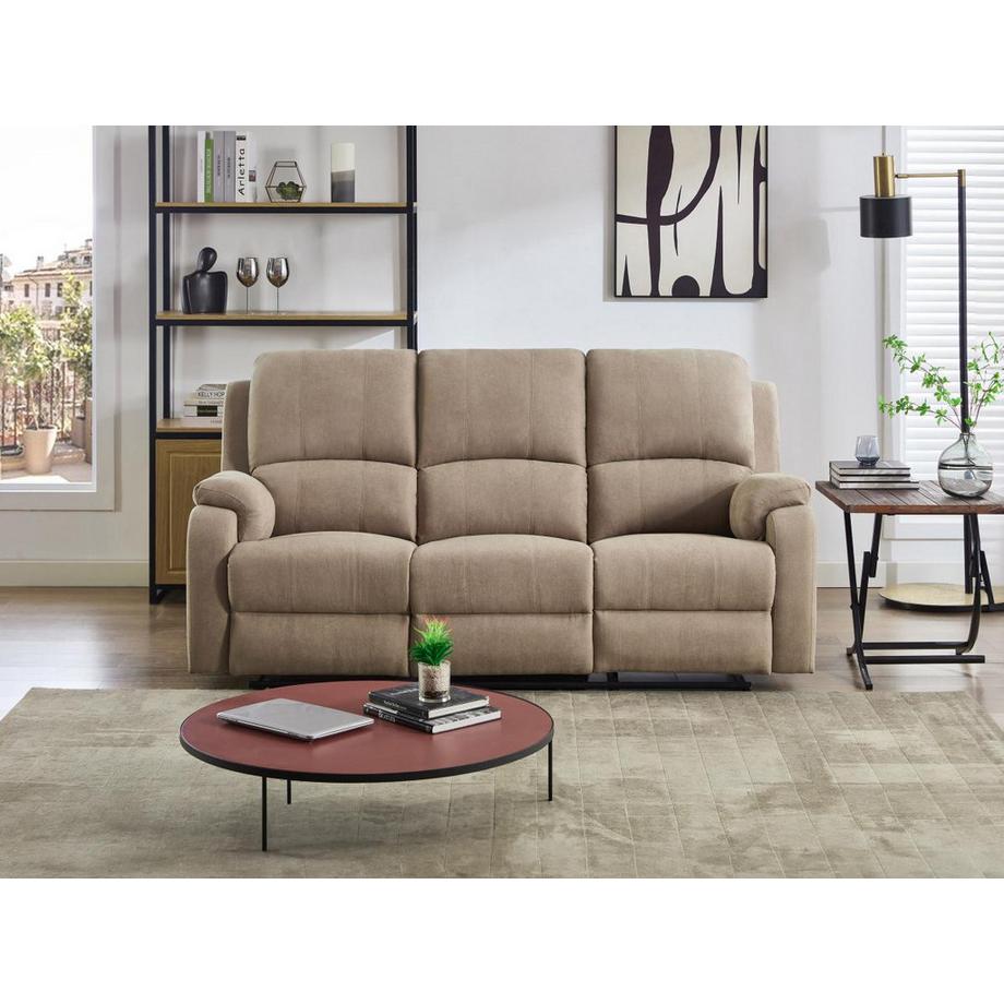 Vente-unique Canapé 3 places relax en microfibre taupe BRODY  