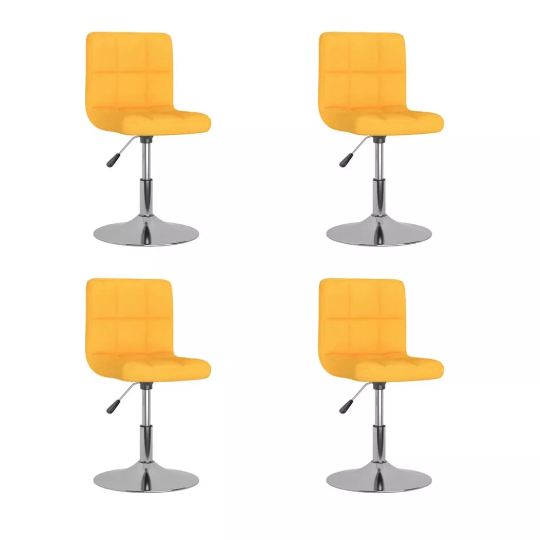 vidaXL Chaises pivotantes à manger lot de 4 jaune tissu
