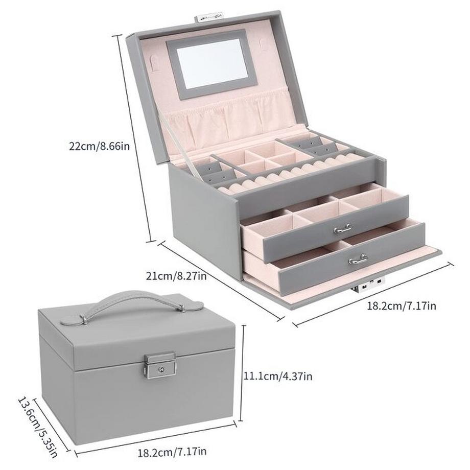 Only-bags.store  Schmuckkästchen, Schmuckkästchen mit Schubladen  Mädchen, PU Leder Schmuckkästchen Schmuckkästchen großer Schmuck Organizer für Ringe Ohrringe Armbänder Halsketten 