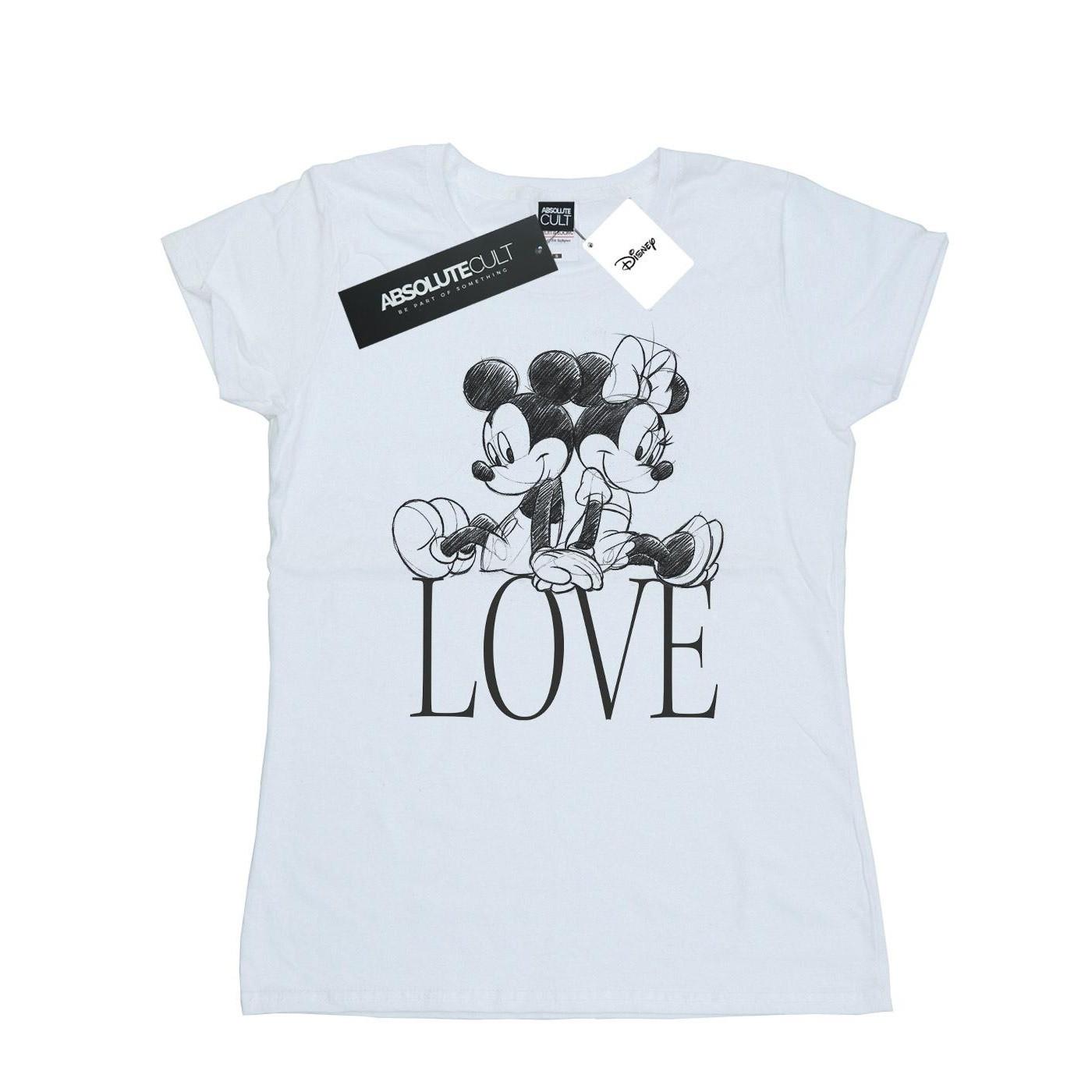 Image of Mickey And Minnie Mouse Love Tshirt Damen Weiss S