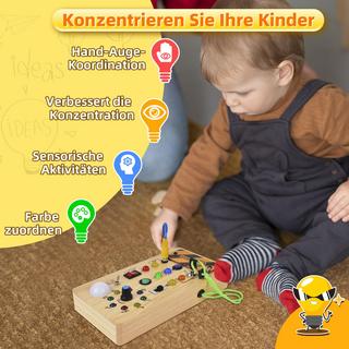 Activity-board  Busy Board , jouet en bois pour bébé avec 8 interrupteurs 15 lumières LED, jouet d'apprentissage sensori-moteur 