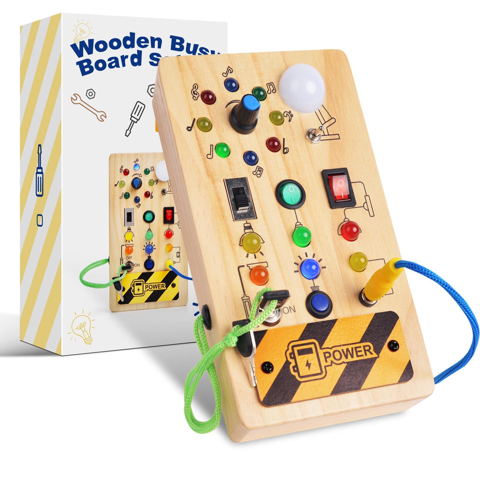 Activity-board  Busy Board , jouet en bois pour bébé avec 8 interrupteurs 15 lumières LED, jouet d'apprentissage sensori-moteur 