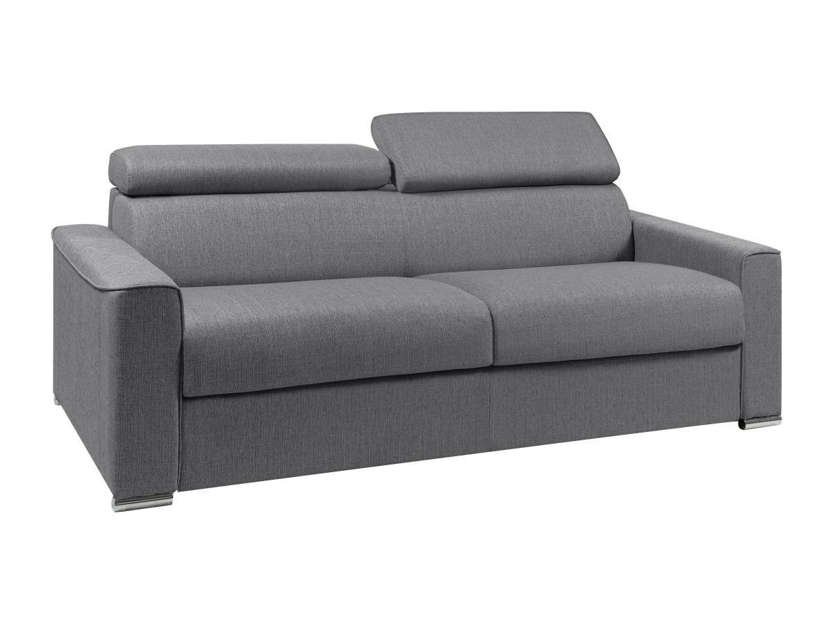 Vente-unique Schlafsofa 4-Sitzer - Liegefläche mit Lattenrost: 160 cm - Matratze: 22 cm mit Memory Schaum - Stoff - Grau - VIZIR  